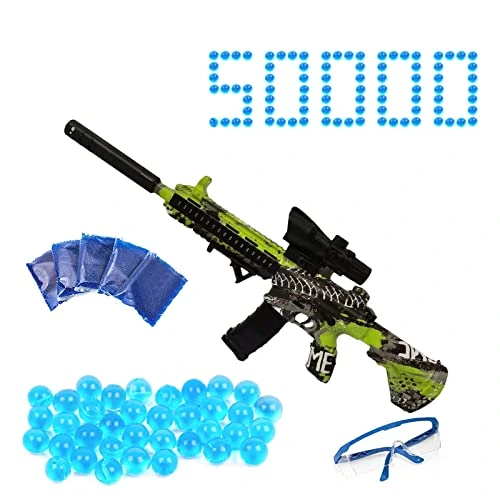 Automatic Gel Ball Blaster Toy - M416 Gel Ball Blaster Water Ball Blaster with 50000 Water Gel Beads for Adults Shooting Battle Games Automatic Splatter Outdoor (Green)
