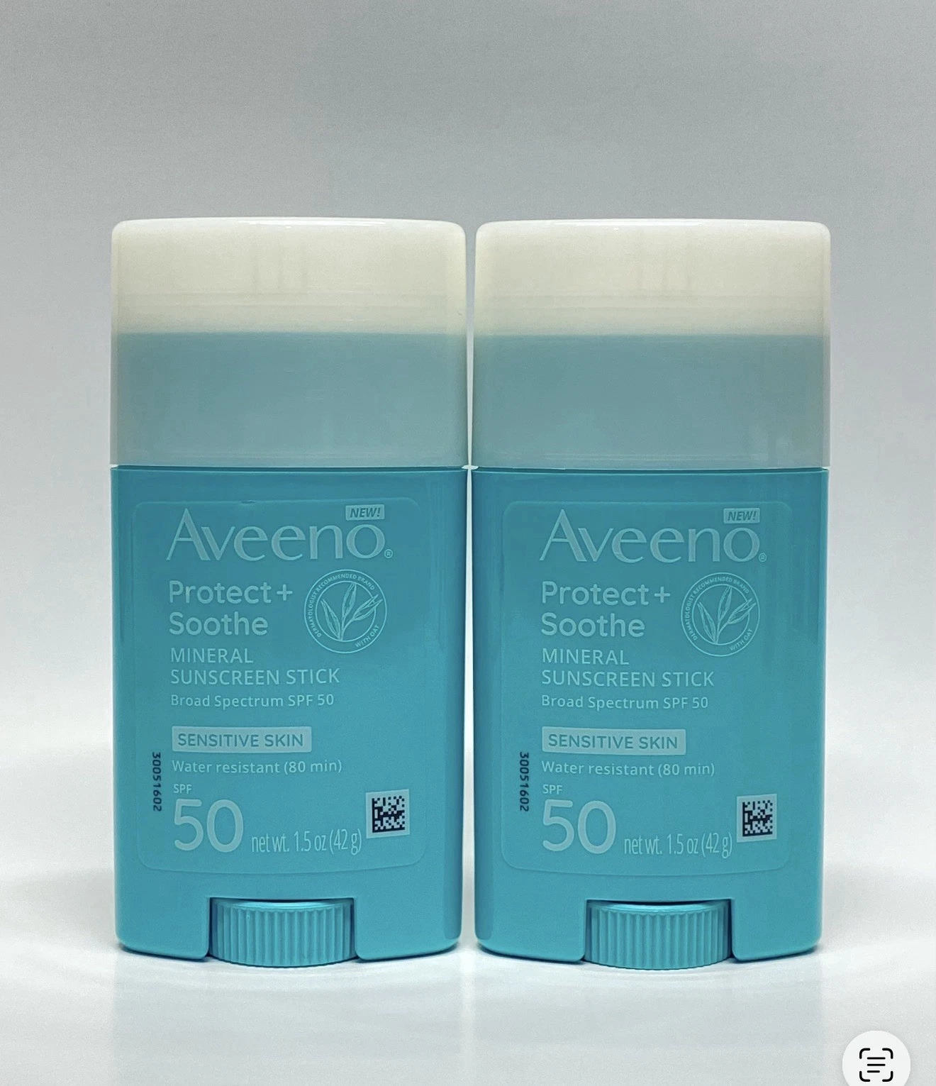Aveeno 1.5oz Protect Soothe Mineral Sunscreen Stick SPF 50 for Sensitive Pack 2