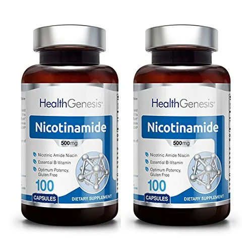 B3 Nicotinamide 500 mg 100 Caps 2 Pack - Natural Flush-Free Vitamin Formula | Gluten-Free Nicotinic Amide Niacin | Supports Skin Health | Healthy Cell Repair Support