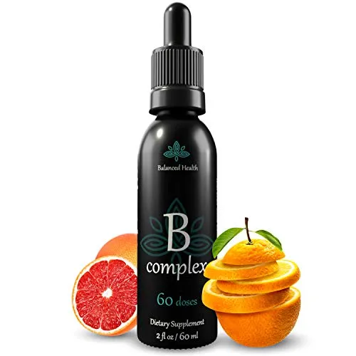 Balanced Health Liquid Vitamin B-Complex Drops, Immune Energy Support Supplement All 8 B Vitamins Non GMO Vegetarian Safe Rapid Absorption, 2oz.