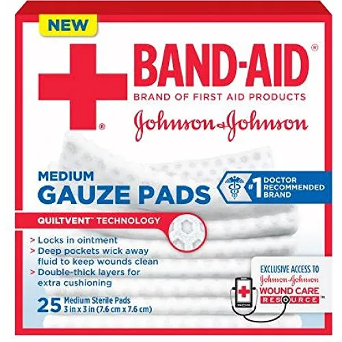 BAND-AIDÂ® Brand CUSHION-CAREâ¢ Gauze Pads 3in x 3in, 25 count