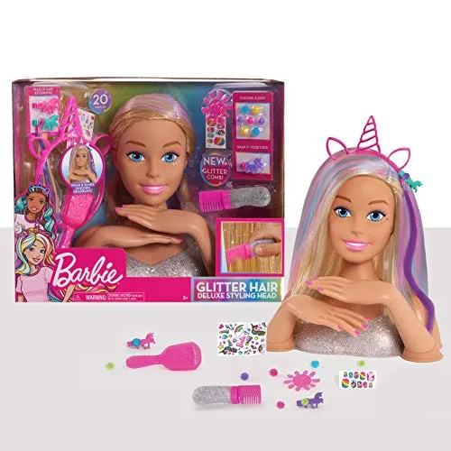 Barbie Deluxe 20-Piece Glitter and Go Styling Head, Blonde Hair