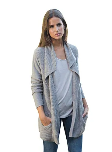 Barefoot Dreams CozyChic Lite Coastal Cardi Women Cardigan Long Sleeve - Open Front Classic Pocket Cardigan Shrugs for Women