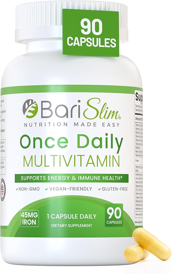 BariSlim Once Daily Bariatric Multivitamin Capsule - 45mg of Iron - Bariatric Vitamin & Supplement for Post Bariatric Surgery Including Gastric Bypass & Gastric Sleeve  90 Day Supply