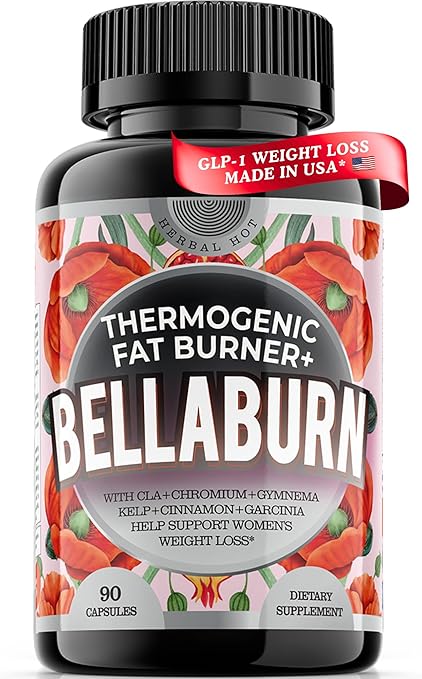 Bellaburn - Belly Fat Burner for Women, Appetite Suppressant for Weight Loss, Metabolism Booster, Thermogenic Fat Burners, Diet Pills that Work Fast, Weight Loss Pills, USA Made, 3rd Party-Tested