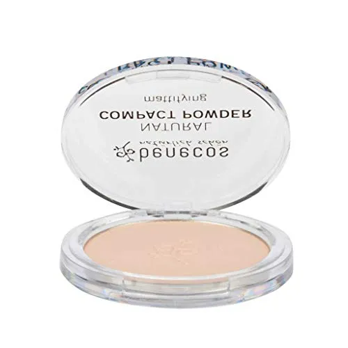 Benecos Natural Compact Powder (Porcelain) for Fair to Medium Skin Tone, Flawless Matte Finish - Face Powder Makeup