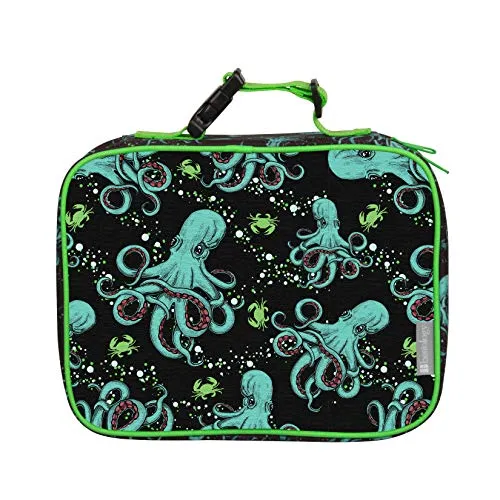 Bentology Lunch Box for Boys - Kids Insulated, Durable Lunchbox Tote Bag Fits Bento Boxes, Nesting Containers w/ Lids & Bottles, Back to School Lunch Sleeve Keeps Food Hotter or Colder Longer, Octopus