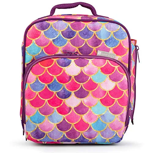 Bentology Lunch Box for Kids - Girls and Boys Insulated Lunchbox Bag Tote - Fits Bento Boxes - Mermaid Tail