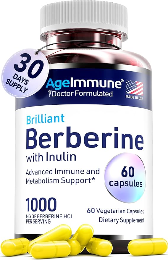 Berberine 1000mg Supplement Complex with Inulin Prebiotic - Berberine 500mg per Capsule - Doctor Formulated Supplements for High Absorption from a Doctor-Owned Brand