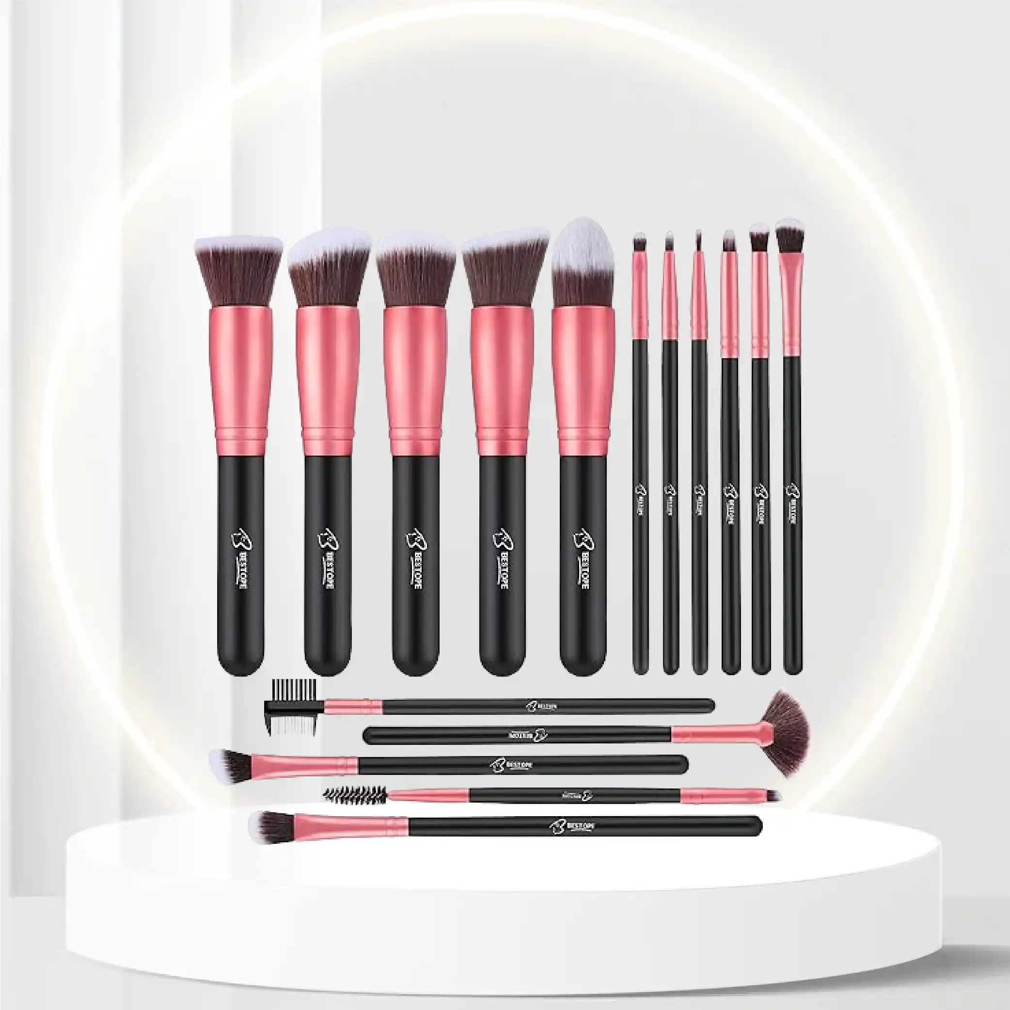 BESTOPE Makeup Brushes 16 PCs Makeup Brush Set Premium Synthetic Foundation Brush Blending Face Powder Blush Concealers Eye Shadows Make Up Brushes Kit (Rose Golden)