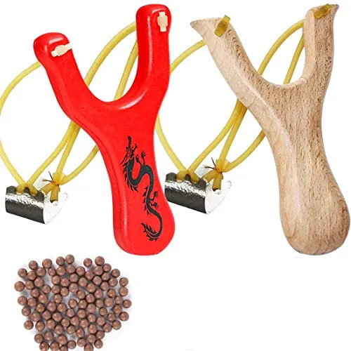 BESTZY Solid Wooden Slingshot Toys with Classic Construction Hunting Slingshot for Catapult Game, Outdoor, Hunting-for Adult - 2 Slingshot