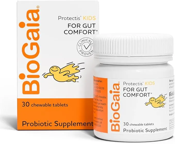 BioGaia Protectis Kids | Probiotic for Ages 3+ | Eases Occasional Digestive Issues & Promotes Regularity | Allergen, Dairy, Soy & Gluten Free | Backed by 30 Years of Research | 30 Day Supply