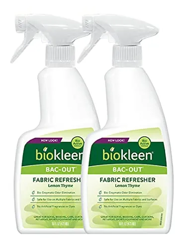 Biokleen Bac-Out Fresh, Fabric Refresher - 2 Pack - Eco-Friendly, Plant-Based, No Artificial Fragrance, Colors or Preservatives, Lemon Thyme, 16 Ounce