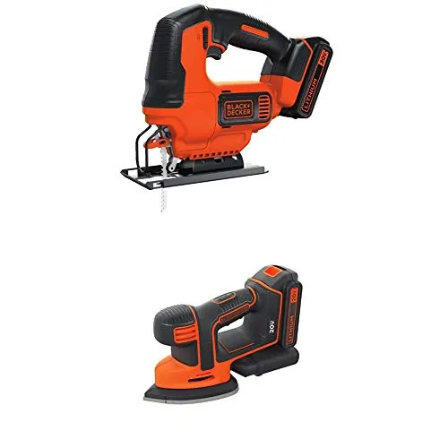 BLACK+DECKER BDCJS20C 20V MAX* JigSaw with Battery and Charger with BLACK+DECKER BDCMS20C 20V MAX* Lithium Ion MOUSE Sander