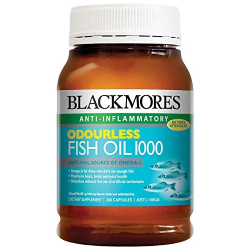 Blackmores Odourless Fish Oil 200 Caps 1000 Omega3 Dha, EPA Fatty Acids with 1pcs Chinese Knot Gift