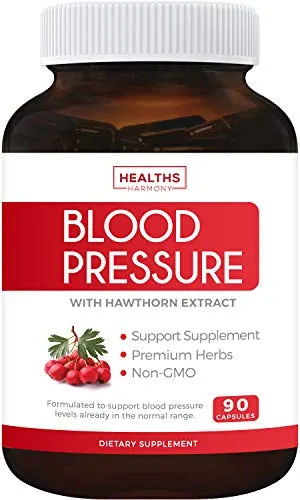Blood Pressure Support Supplement (Non-GMO) - Premium Natural Herbs, Vitamins & Berries - High Dosage of Hawthorn Extract ï¿½ Berry Lower Pills ï¿½ 90 Capsules