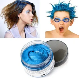 Blue Hair Color Wax, Natural Hairstyle Wax 4.23 oz, Temporary Hairstyle Cream for Party, Cosplay, Halloween, Daily use, Date, Clubbing (Blue)
