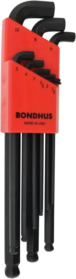 Bondhus 16599 Set of 9 Balldriver Stubby L-wrenches, sizes 1.5-10mm