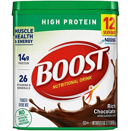 BOOST High Protein Powder Drink Mix, Rich Chocolate, 17.7 Ounce Canister (Pack of 6)