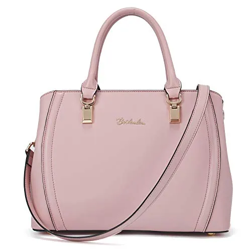 BOSTANTEN Women Leather Handbag Designer Top Handle Satchel Shoulder Bag Crossbody Purses Pink