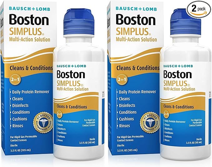Boston Simplus Contact Lens Solution, for Gas Permeable Contact Lenses, 3.5 Fl Oz (Pack of 2)
