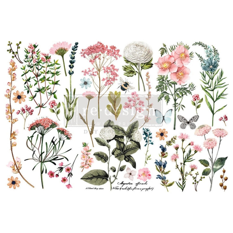 BOTANICAL PARADISE Transfer, Redesign with Prima, 12âx6â, 3 sheets, Rub on Transfer, Furniture Decal, Embellishment, Vintage Decor DIY