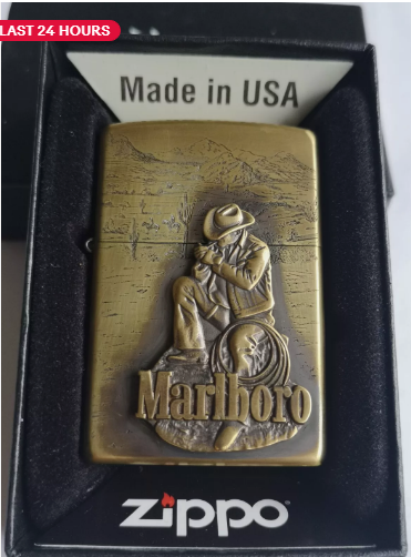 Brand New Brass Engraved Marlboro Cowboy Zippo Lighter Design