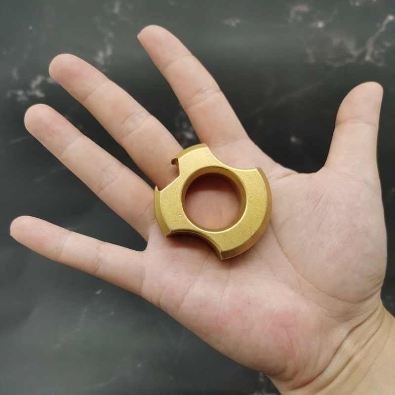 Brass EDC multi-tool, outdoor camping travel tactics with bottle opener, key ring pendant. Window breaker