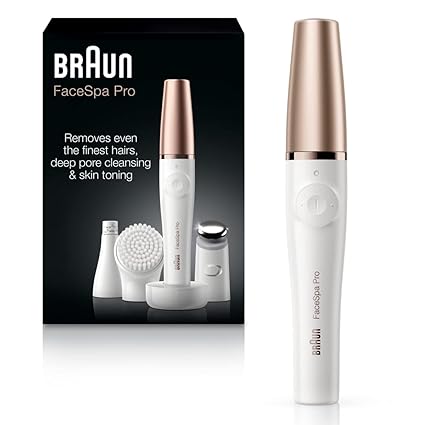 Braun Face Epilator Facespa Pro 911, Facial Hair Removal for Women, Hair Removal Device, 3-in-1 Epilating, Cleansing Brush and Skin Toning with 3 Extras