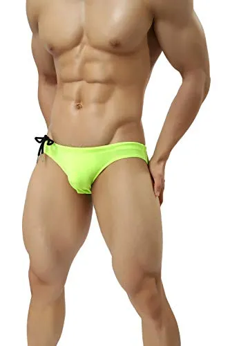 Brave Person Perfect Undies Men's Fashion Low-Rise Swimming Briefs Bikini Swimwear 1156, Yellow, Large