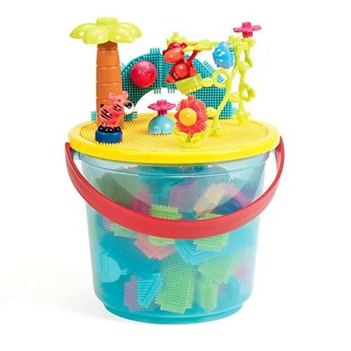 Bristle Blocks by Battat The Official Bristle Blocks 128 Pieces in a Bucket Creativity Building Toys for Dexterity and Fine Motricity BPA Free 2 years +