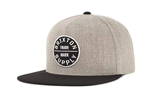 Brixton Men's Oath III Medium Profile Adjustable Snapback Hat, heather grey/black, One Size