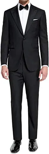Broadway Tuxmakers Classic 1 Button Peak Lapel Tuxedo Jacket (42R) Black