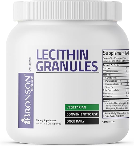 Bronson Lecithin Granules (Powder) 7500 MG, 1 Lbs (454 Grams, or 16 Ounces)