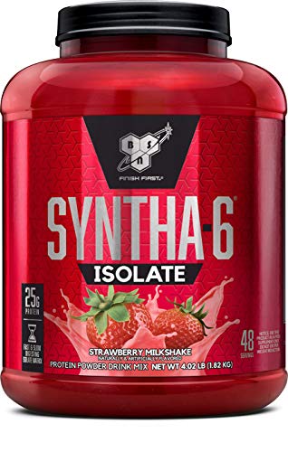 BSN SYNTHA-6 ISOLATE Protein Powder, Whey Protein Isolate, Milk Protein Isolate, Flavor: Strawberry Milkshake, 48 servings(Packaging may vary)