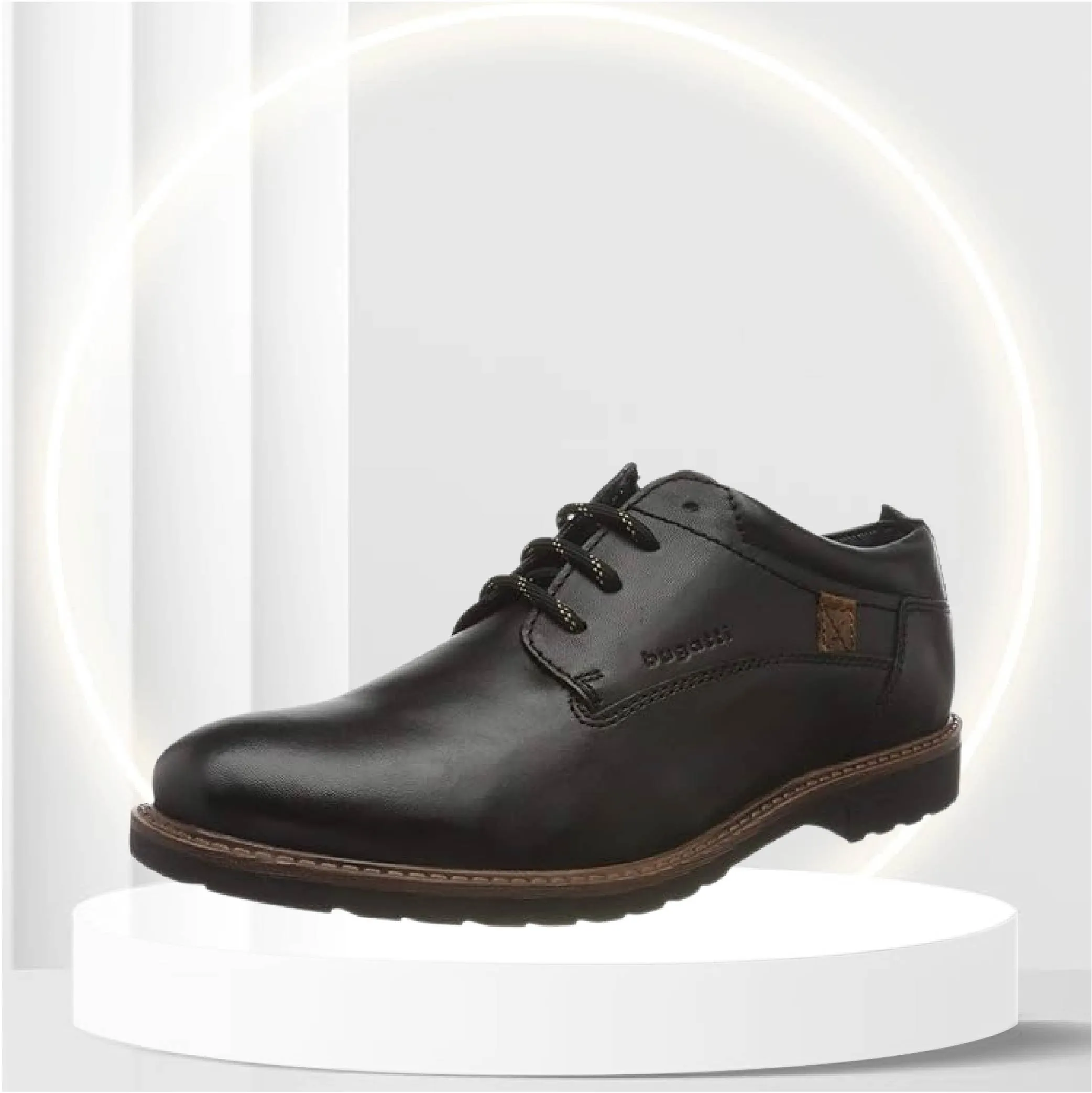 Bugatti Men's Derby Lace-Up, Schwarz, 7.5 UK Wide