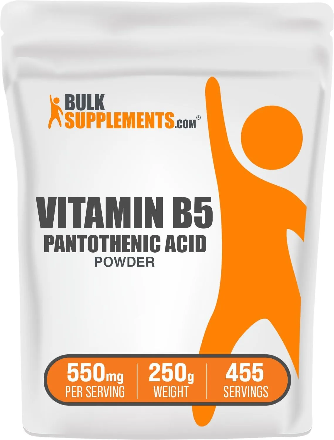 BulkSupplements.com Vitamin B5 Powder - as Calcium Pantothenate, B5 Vitamins - Gluten Free, 500mg of Vitamin B5 Pantothenic Acid per Serving, 250g (8.8 oz) (Pack of 1)BulkSupplements.com Vitamin B5 Powder - as Calcium Pantothenate, B5 Vitamins - Gluten Free, 500mg of Vitamin B5 Pantothenic Acid per Serving, 250g (8.8 oz) (Pack of 1)