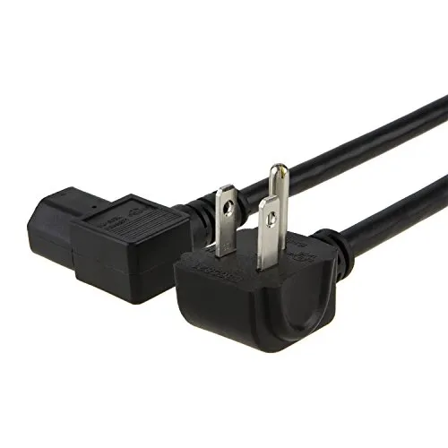 CableCreation 3 Feet 18 AWG Universal Power Cord for NEMA 5-15P Angle Type to IEC320 C13 Angle Type Cable, 0.915M / Black