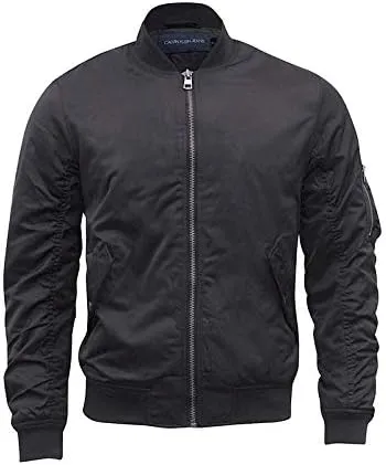 Calvin Klein Jeans Men's Bomber Jacket, Black Beauty, Large