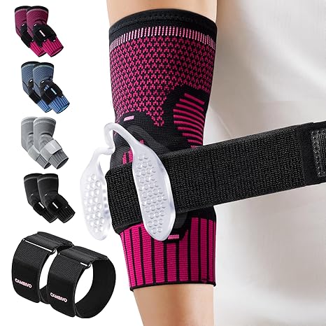 CAMBIVO 1 Pair Tennis Elbow Support Sleeve With Dual Gel Pads for Targeted Forearm Support, Elbow Brace with Adjustable Strap for Tennis Elbow, Golfer's Elbow, Sports and Daily Wear
