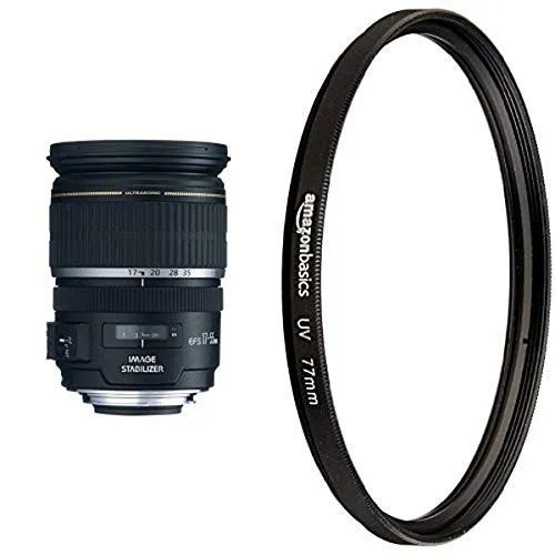 Canon EF-S 17-55mm f/2.8 IS USM Lens for Canon DSLR Cameras and Amazon Basics UV Protection Lens Filter - 77 mm