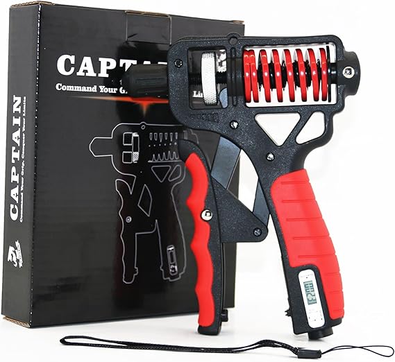 CAPTAIN Adjustable 10 400 lb Electronic Grip Strength Trainer Alloy Frame, Titanium-Plated Steel, TPR Non-Slip Handles