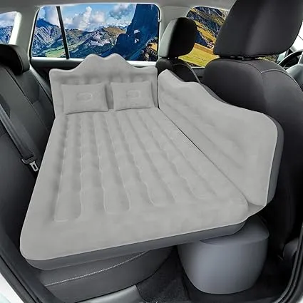Car Air Mattress, Inflatable SUV Truck Air Mattress Back Seat Camping Bed Thickened Car Sleeping Pad for Travel, Car Bed SUV Mattress with Air Pump 2 Pillows