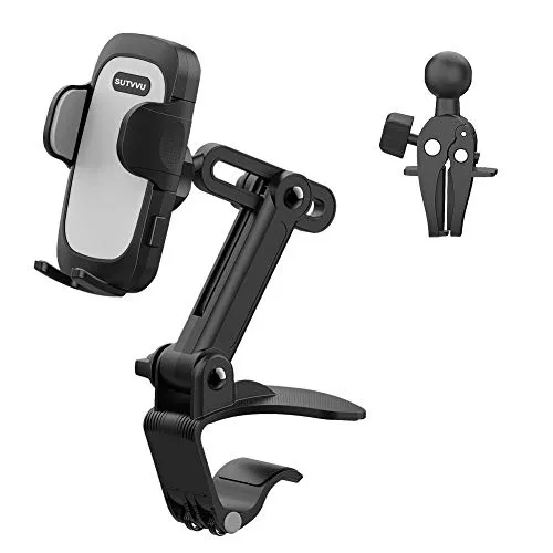 Car Phone Holder Mount (3 in 1) Dashboard Vent Rear View Mirror [Multi-Angle Adjustment Arm] Cell Phone Holder for Car Clip Mount Stand Compatible with All Mobile Phones