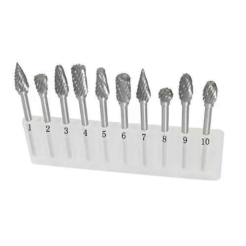 Carving Expert 10pcs Double cut 1/8in Shank Tungsten Carbide Rotary Burr For Dremel