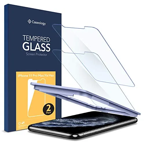 Caseology Tempered Glass for Apple iPhone 11 Pro Max Screen Protector (2019) and iPhone Xs Max (2018) - 2 Pack