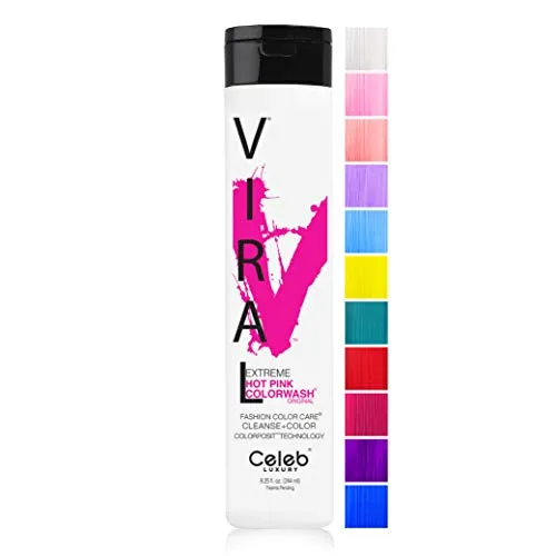 Celeb Luxury Viral Colorwash, Professional Semi-Permanent Hair Color Depositing Shampoo, Hot Pink