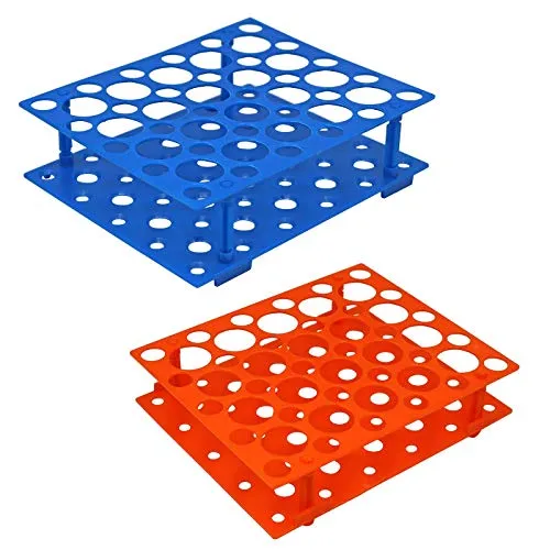 Centrifuge Tube Rack,2 Pieces Detachable Test Tube Rack Holder 50-Well Plastic Stand for 15ml 50ml Tube