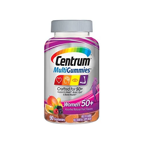 Centrum MultiGummies Gummy Multivitamin for Women 50 Plus, with Vitamin D3, B6 and B12, Multivitamin/Multimineral Supplement - 90 Count