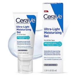 CeraVe Ultra-Light Moisturizing Gel | Hydrating Gel Face Moisturizer with Ceramides, Niacinamide, Hyaluronic Acid | Fragrance Free | Oil-Free | Weightless Mattifying Moisturizer | 1.75 FL Oz